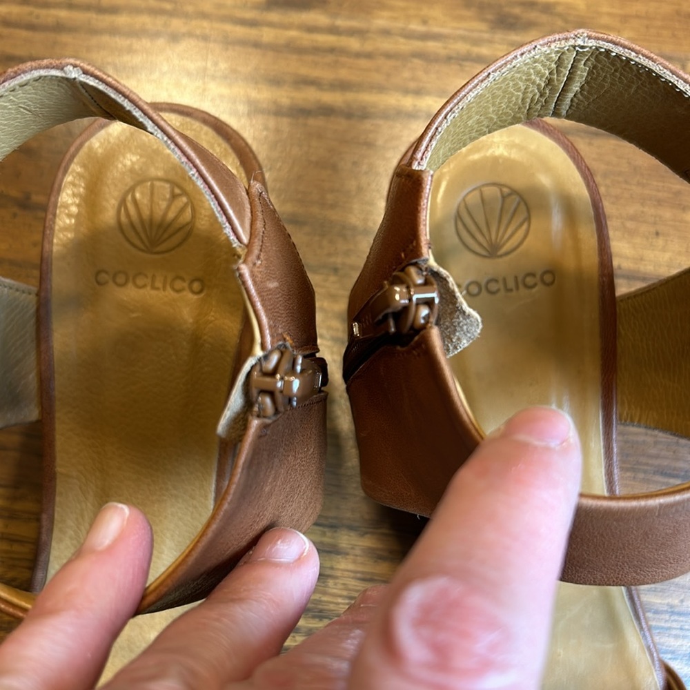 Coclico Leather Wedge Sandal with Zipper - Picture 5 of 11